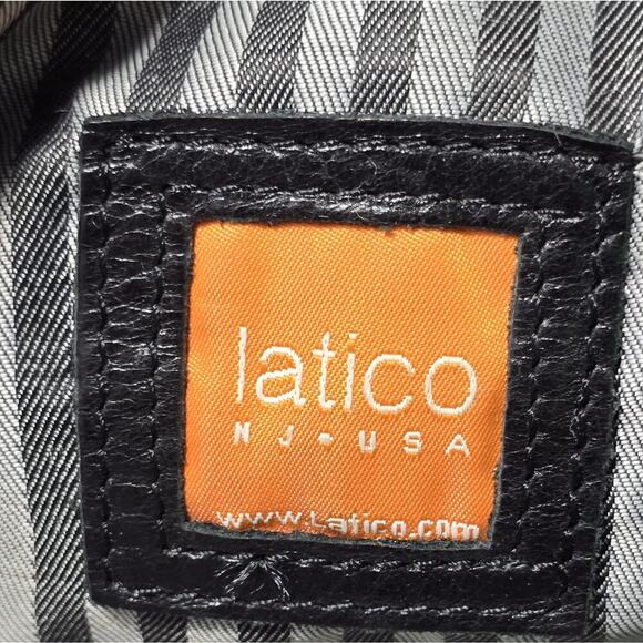 Latico Black Leather Business Tote Briefcase Laptop Case Organizer Woven Pocket - Picture 15 of 16